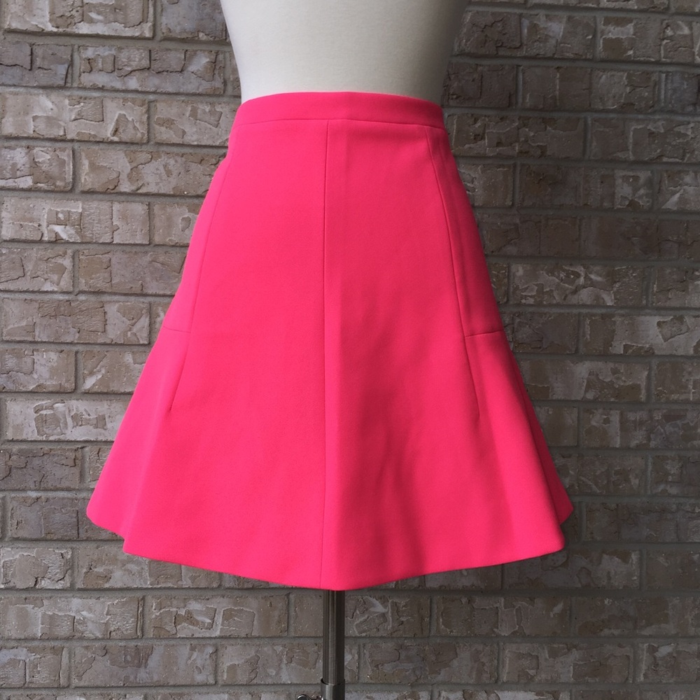 J Crew Lined Zip Bell A-Line Neon Pink Skirt 4🌸